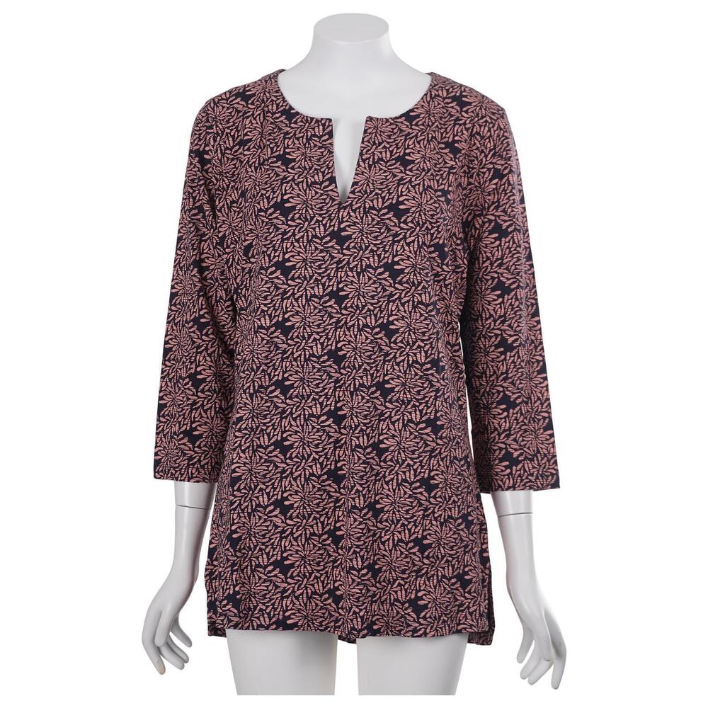 NWT Coolibar St. Lucia Tunic Top M Cotton Blend V-Neck Floral Stretch UPF 50+